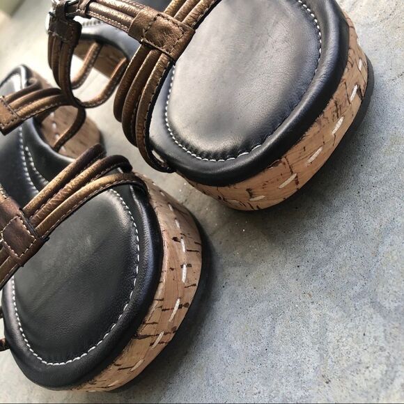Donald Pliner Sabir Cork Wedges Sandals shoes metallic 10 - Picture 5 of 6